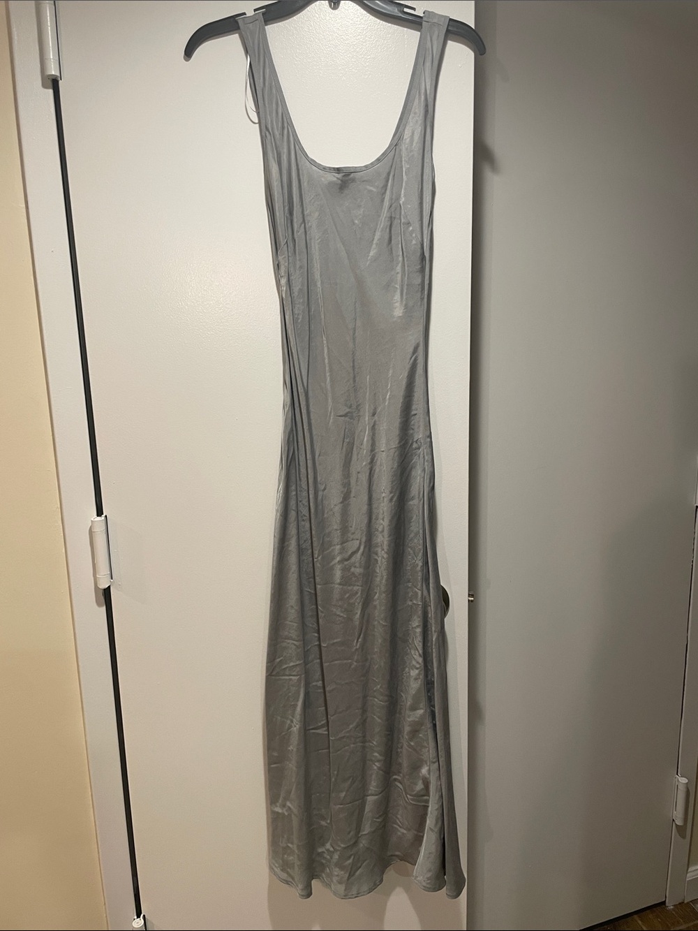 Zara Silver Satin Maxi Slip Dress
